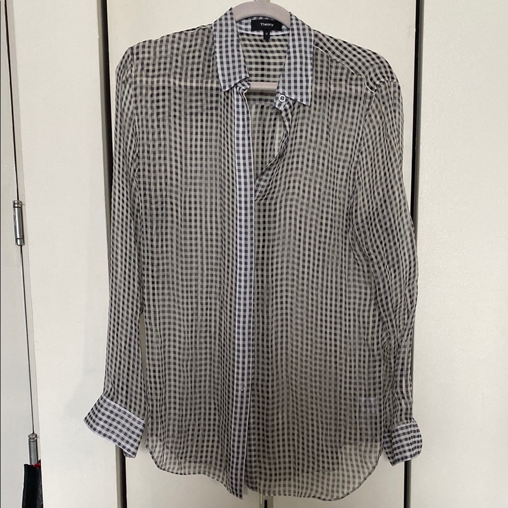 Theory Black and White Casual Button Down Shirt
